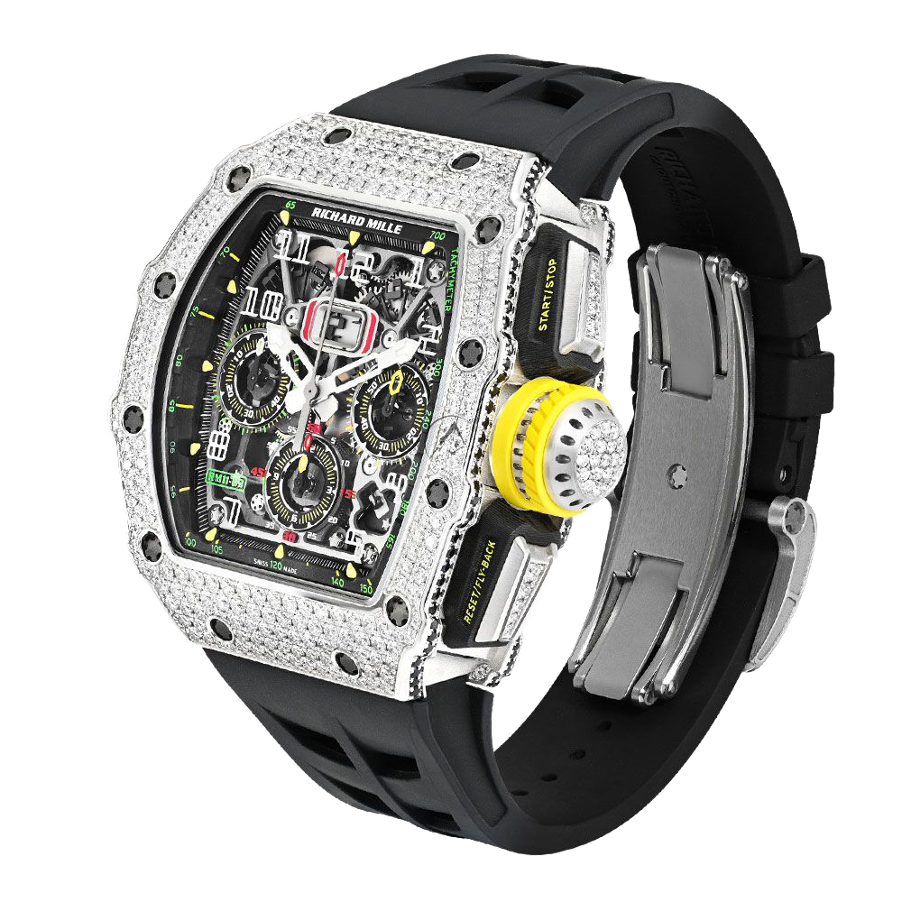 Richard Mille Chronograph & 18K White Gold – Diamond Bezel – Skeleton Dial 50 mm