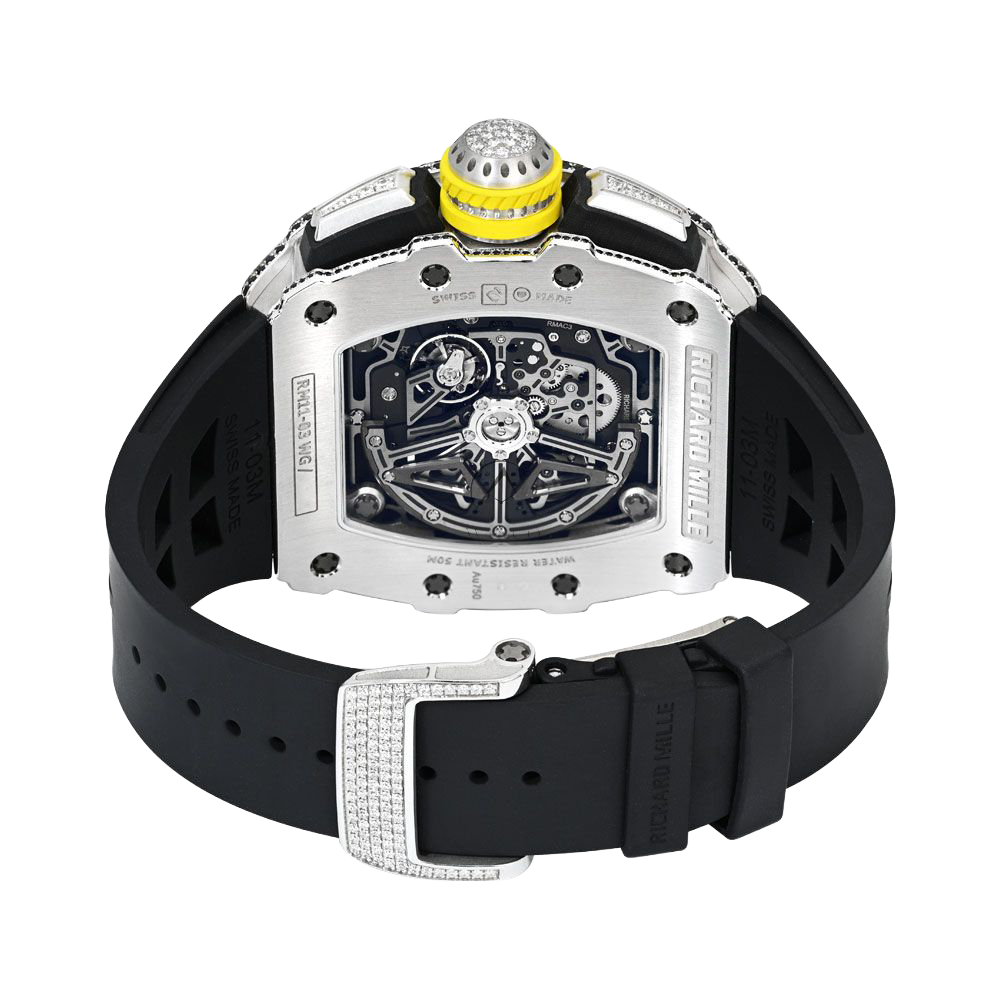 Richard Mille Chronograph & 18K White Gold – Diamond Bezel – Skeleton Dial 50 mm