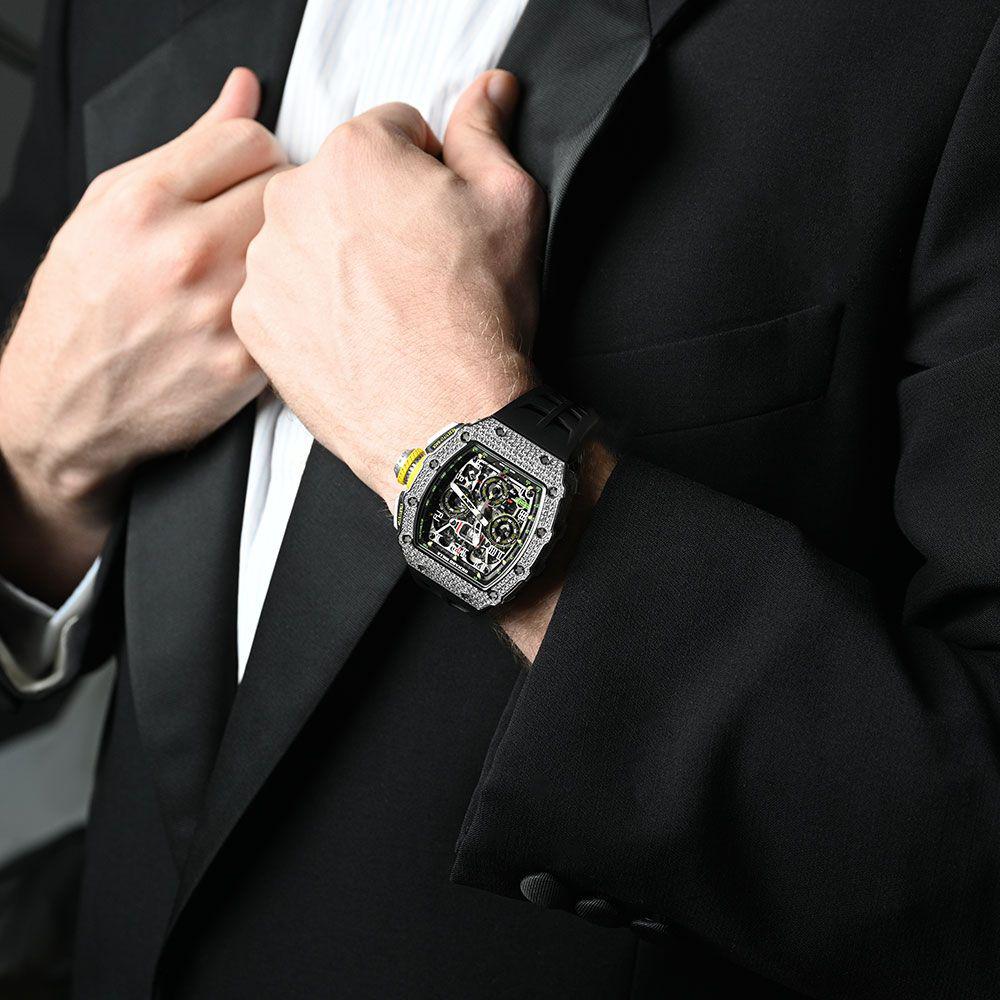 Richard Mille Chronograph & 18K White Gold – Diamond Bezel – Skeleton Dial 50 mm