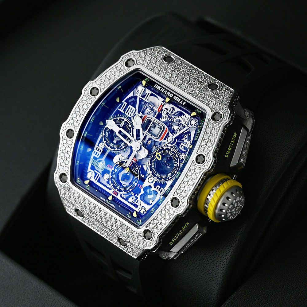 Richard Mille Chronograph & 18K White Gold – Diamond Bezel – Skeleton Dial 50 mm