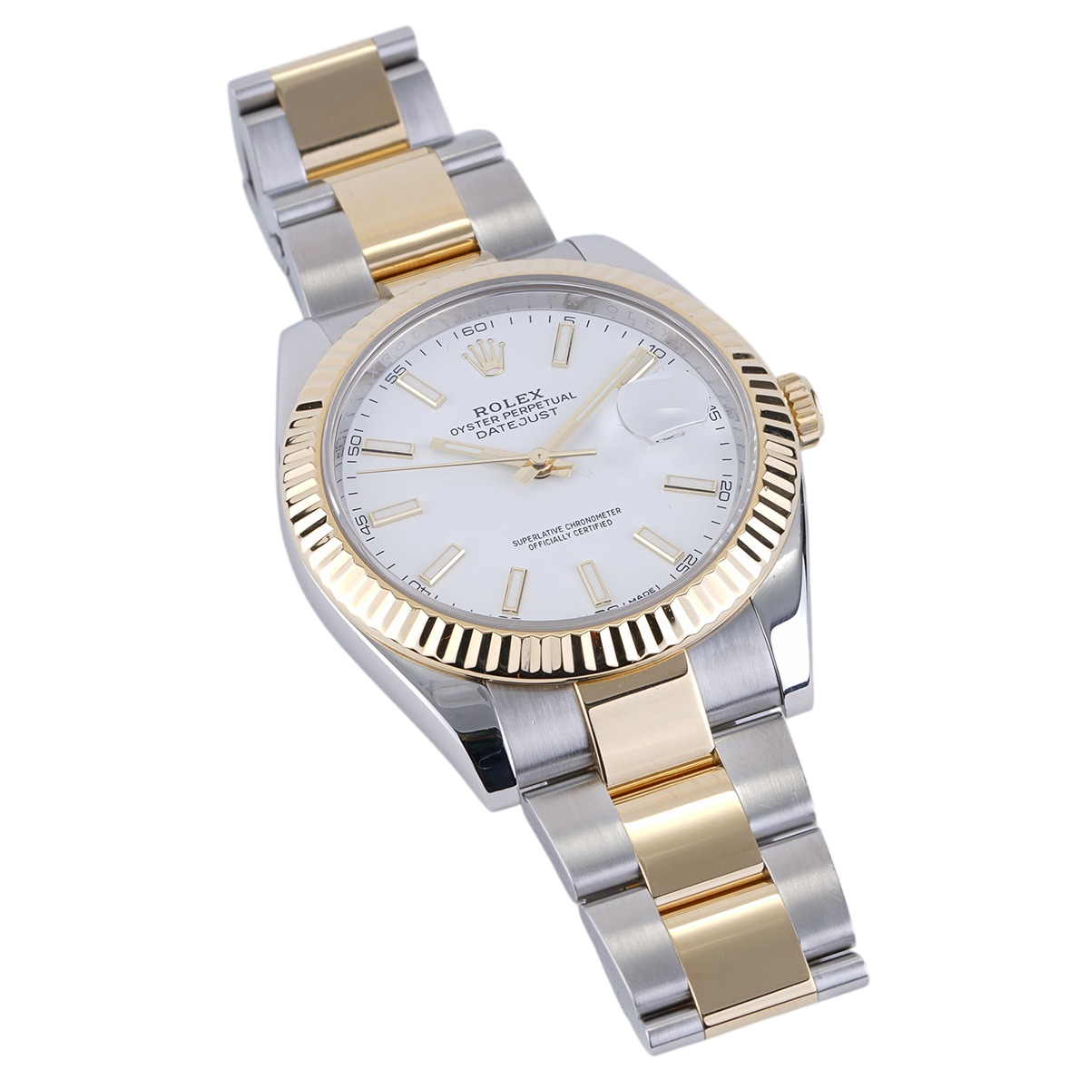 Rolex Datejust 41mm White Dial, Yellow Roleso 126333-0015