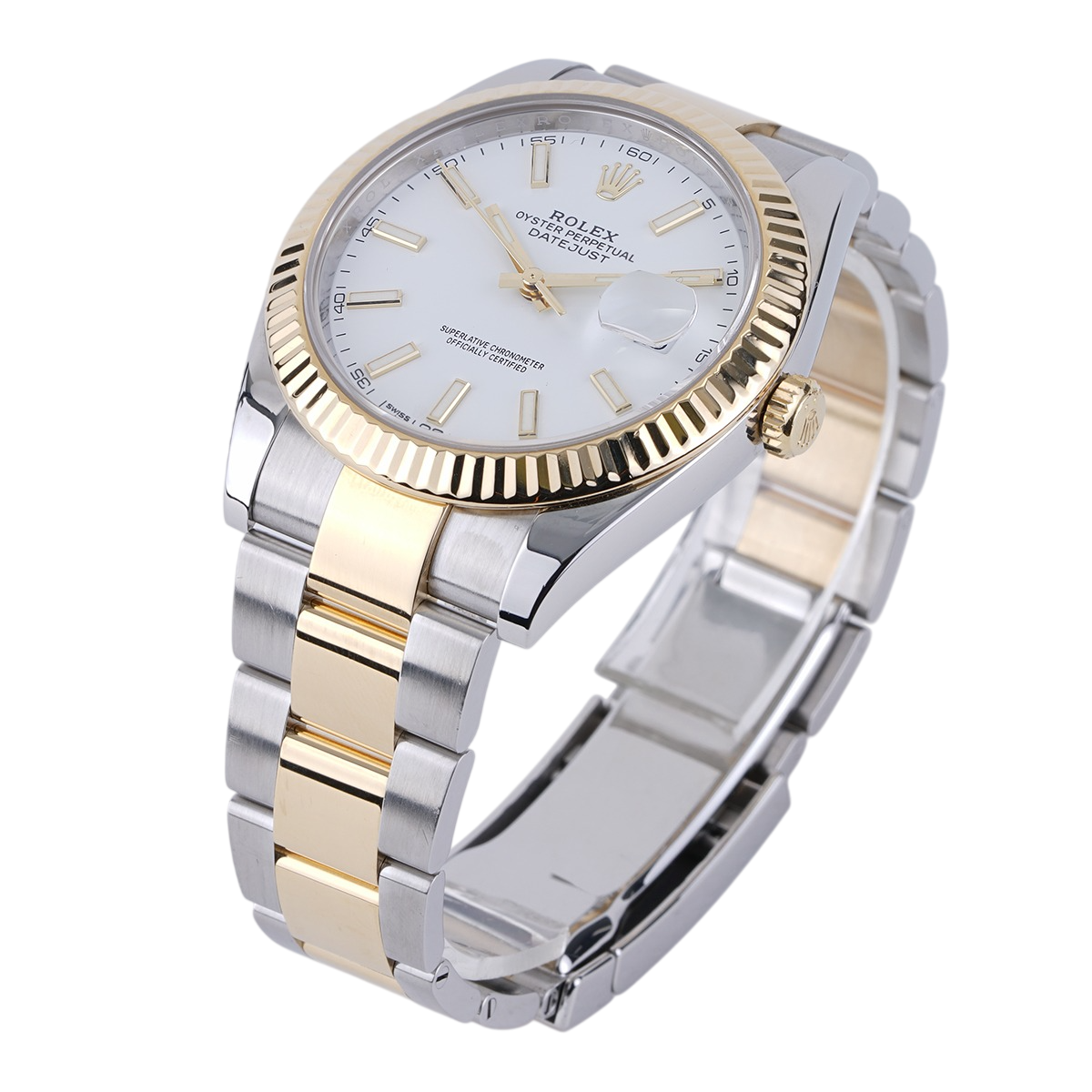 Rolex Datejust 41mm White Dial, Yellow Roleso 126333-0015