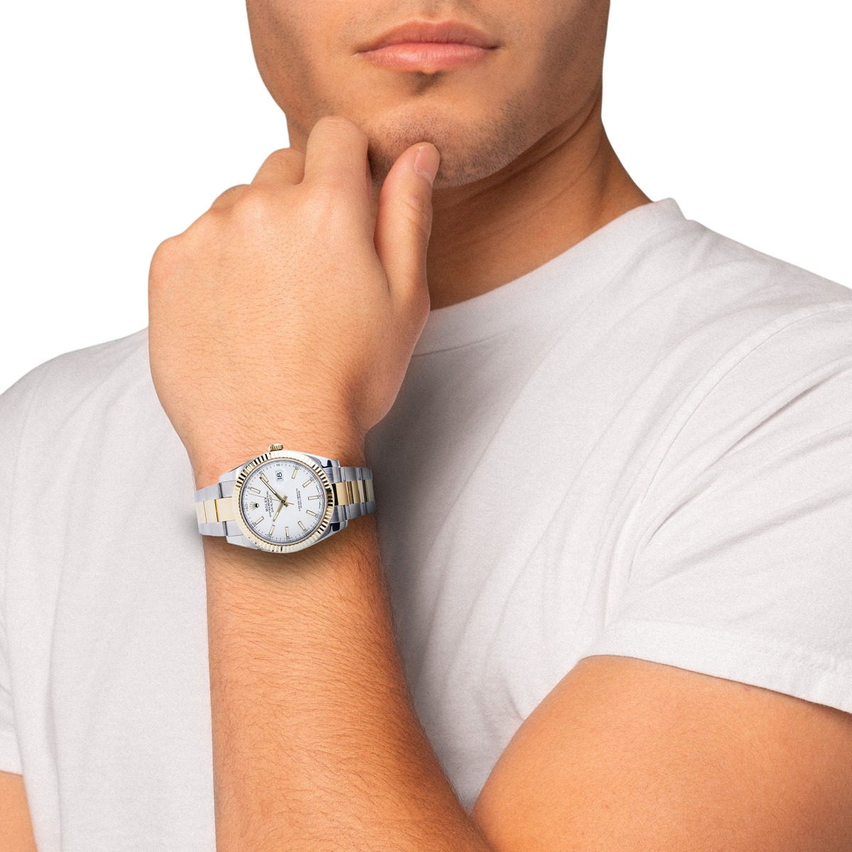 Rolex Datejust 41mm White Dial, Yellow Roleso 126333-0015