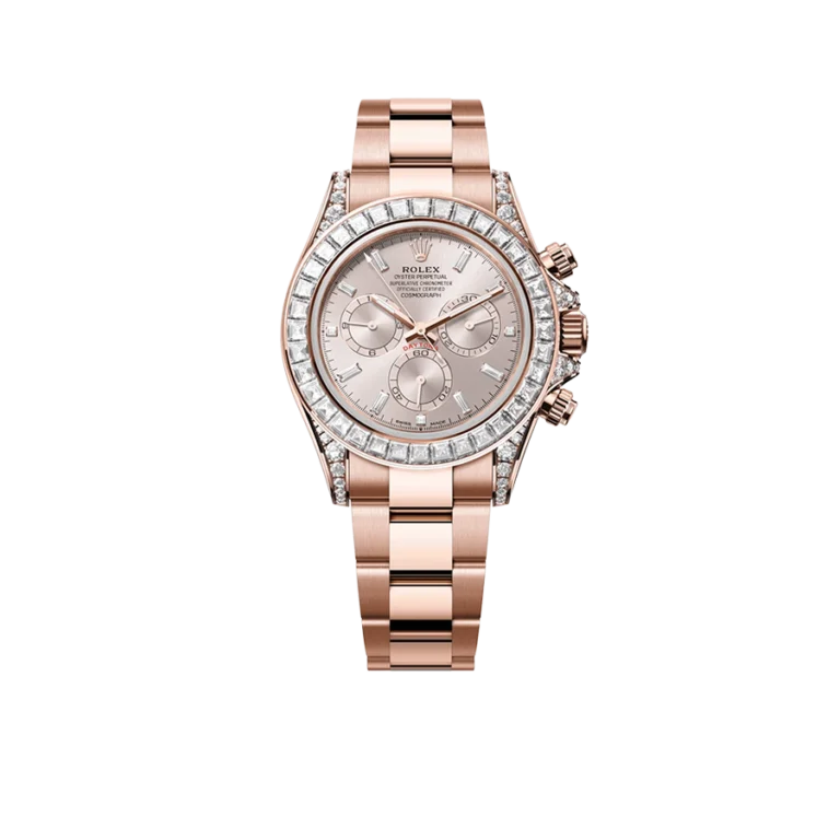 Rolex Daytona 126595TBR Rose Gold Sundust Diamond Dial Diamond Bezel