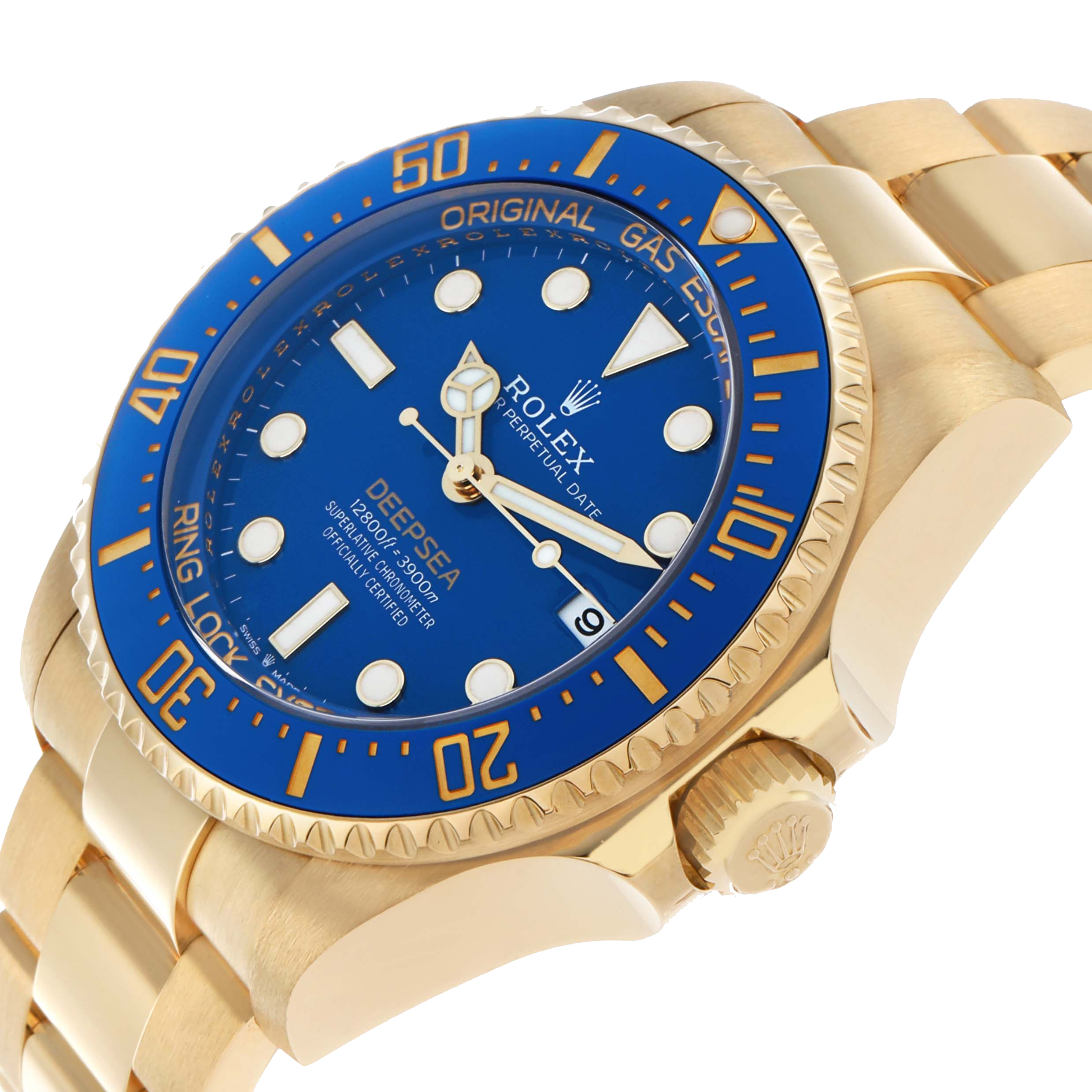 Rolex Seadweller Deepsea 44mm Yellow Gold Blue Dial Mens Watch 136668