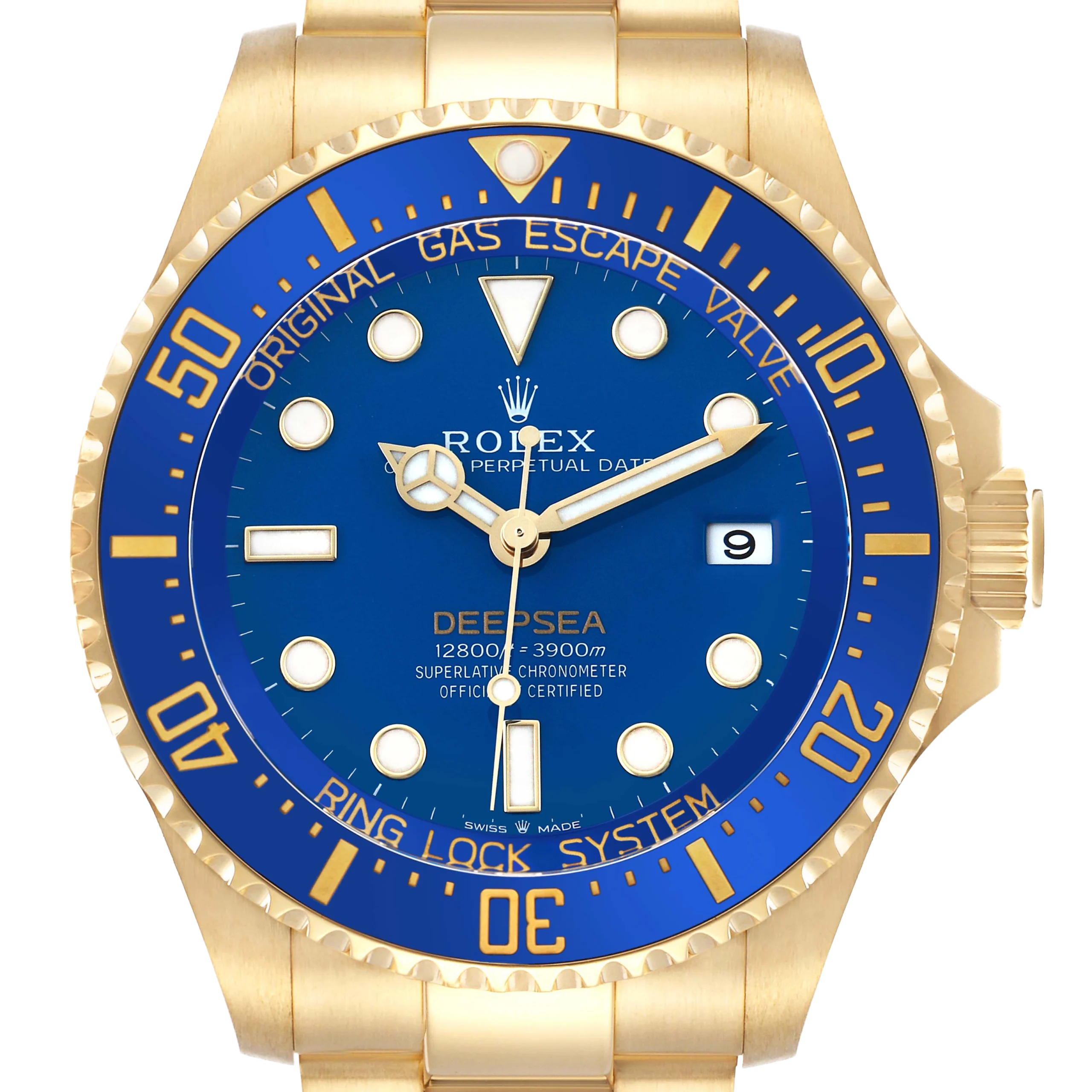 Rolex Seadweller Deepsea 44mm Yellow Gold Blue Dial Mens Watch 136668