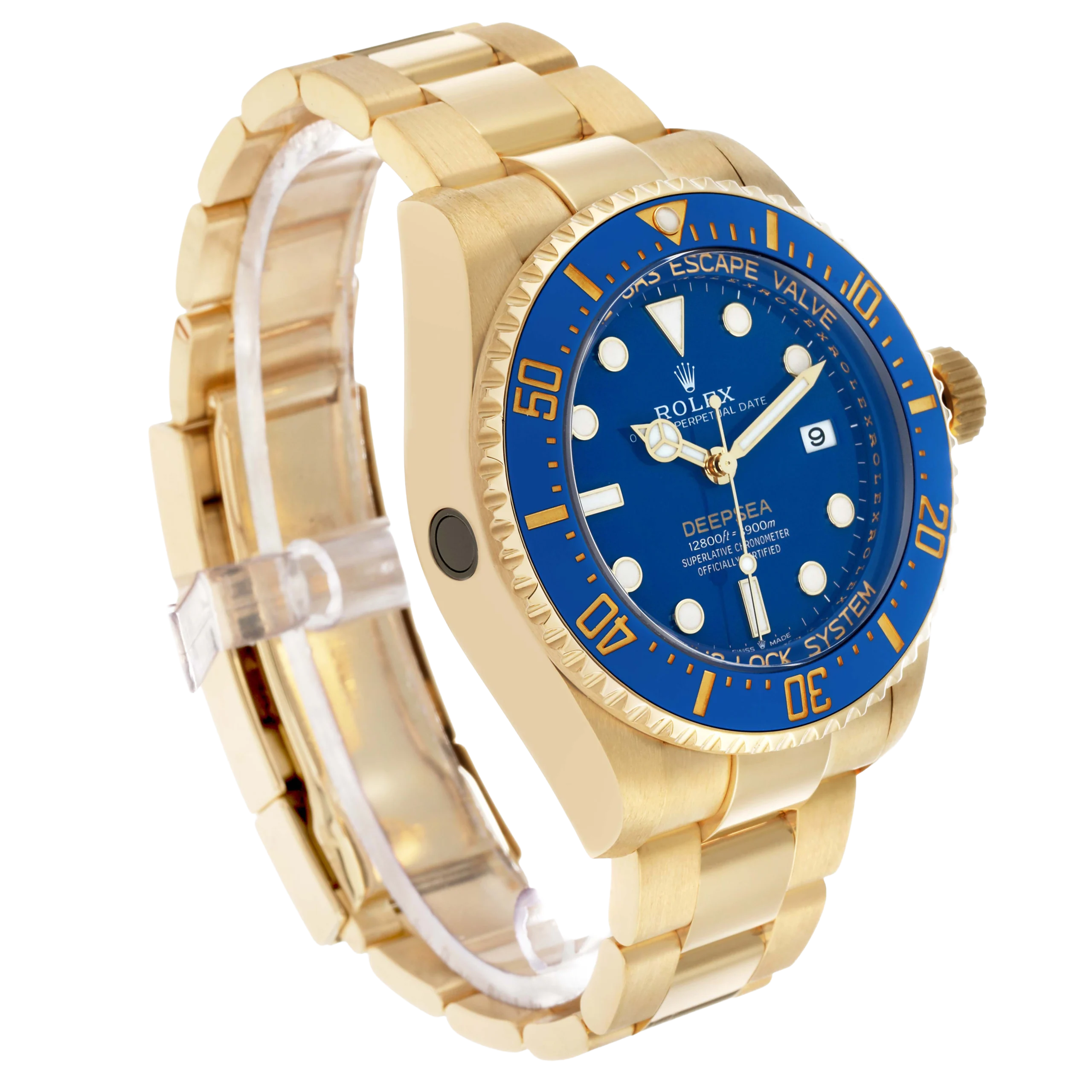 Rolex Seadweller Deepsea 44mm Yellow Gold Blue Dial Mens Watch 136668