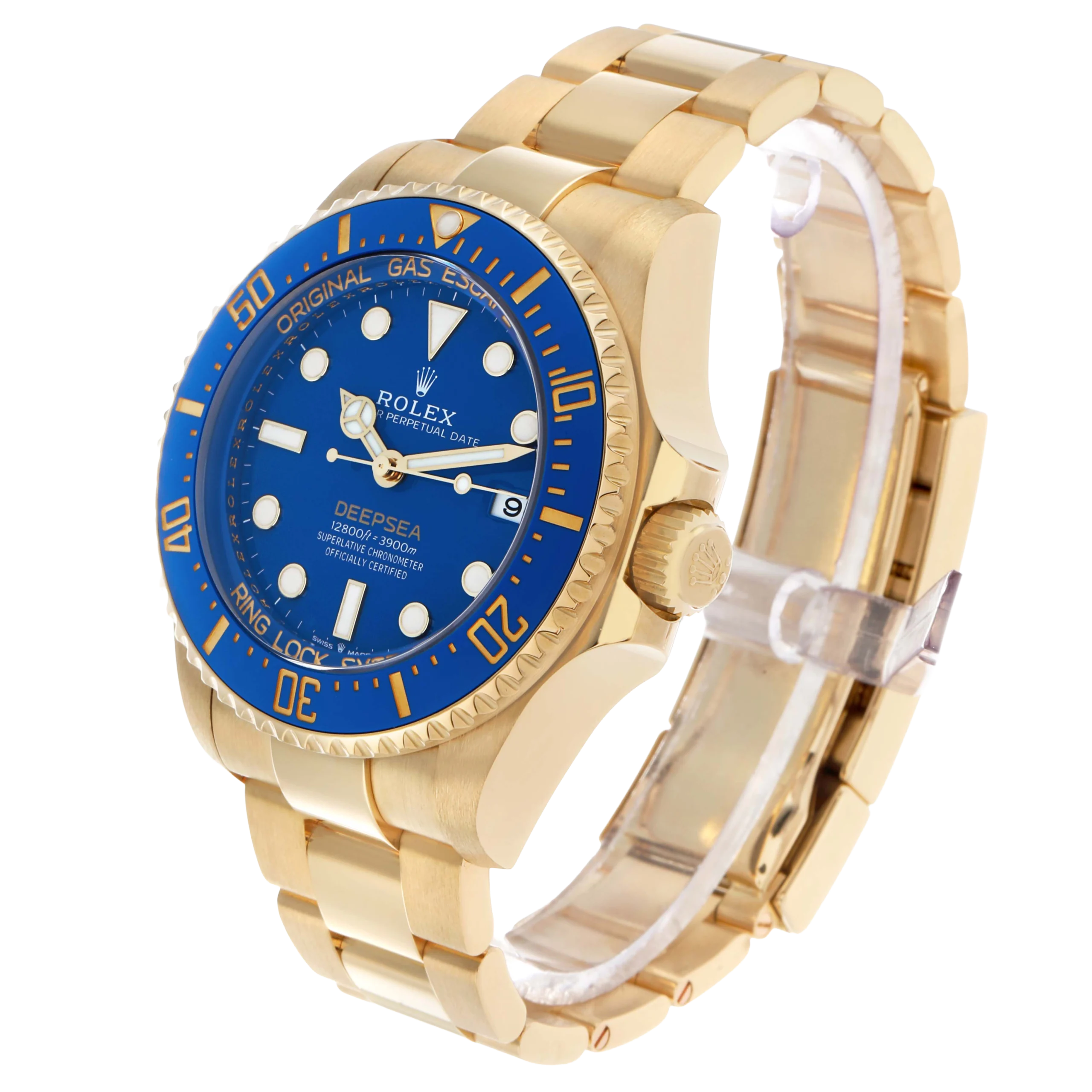Rolex Seadweller Deepsea 44mm Yellow Gold Blue Dial Mens Watch 136668