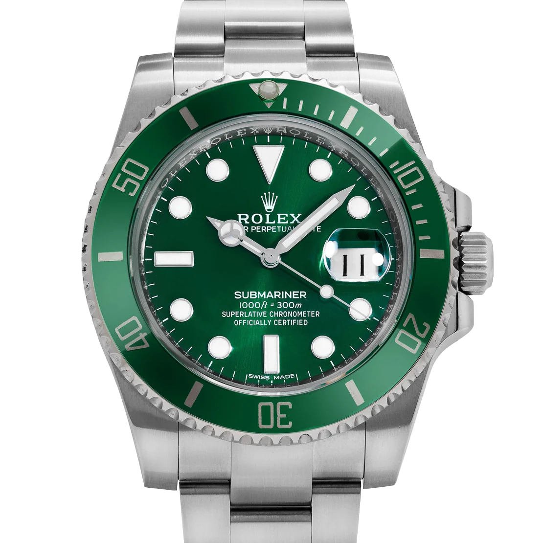 Rolex Submariner 40mm Hulk Steel Green Dial Bezel Mens Watch 116610LV