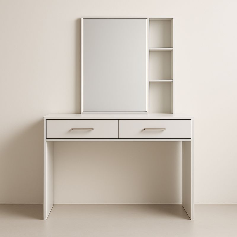 Coiffeuse en Bois avec Miroir Coulissant et Étagères-Havenoviva