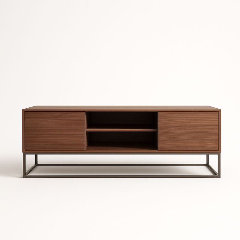 Meuble TV en Bois et Métal Noyer-Havenoviva