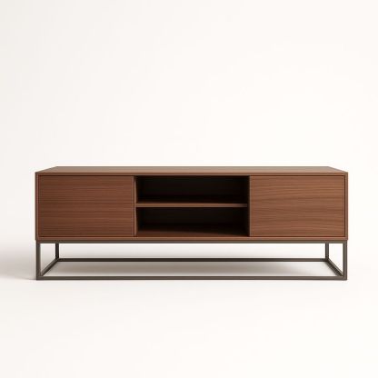 Meuble TV en Bois et Métal Noyer-Havenoviva