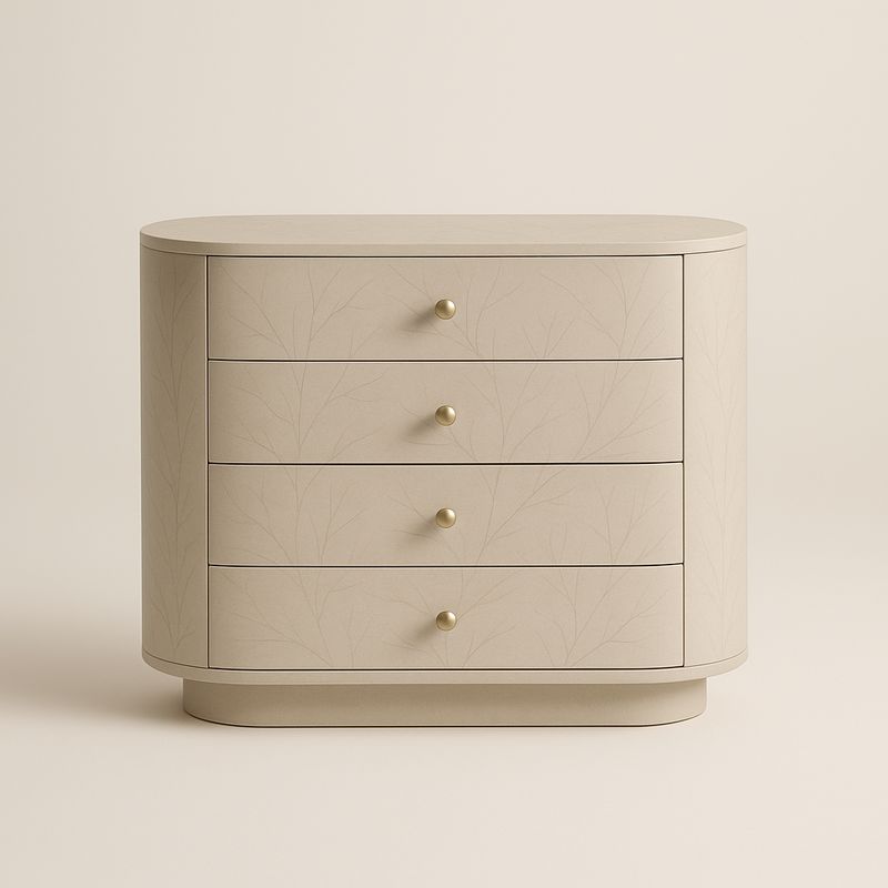 Commode ovale 4 tiroirs en MDF Beige-Havenoviva