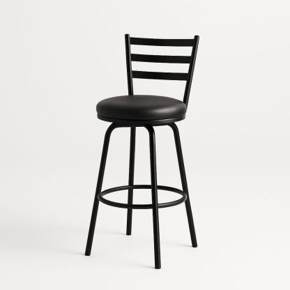 Tabouret de bar pivotant en métal avec dossier échelle et siège en PU noir-Havenoviva