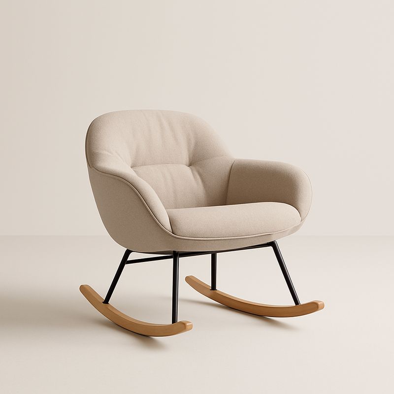 Fauteuil à bascule en polyester beige avec cadre en métal-Havenoviva