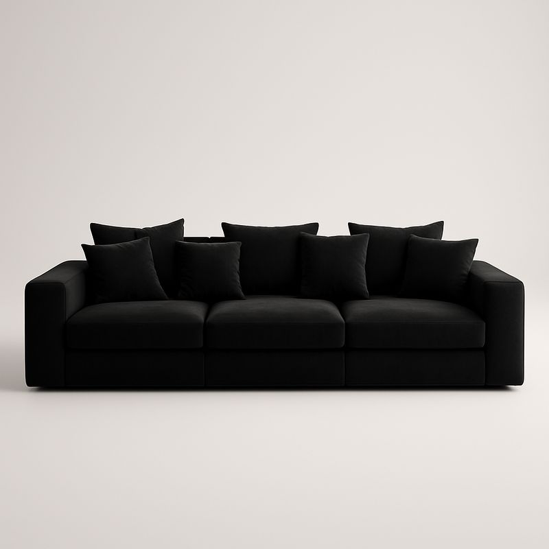 Canapé 3 places en tissu noir-Havenoviva