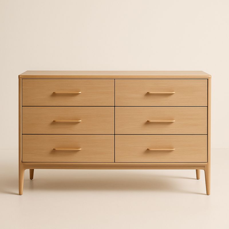 Commode de rangement à six tiroirs en chêne clair.-Havenoviva