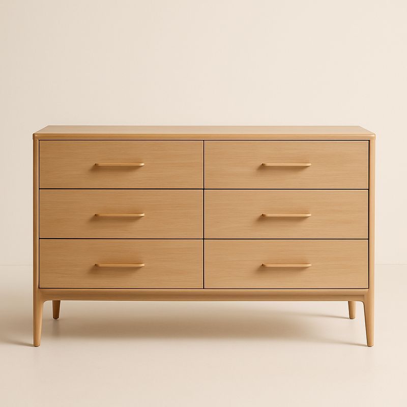 Commode de rangement à six tiroirs en chêne clair.-Havenoviva