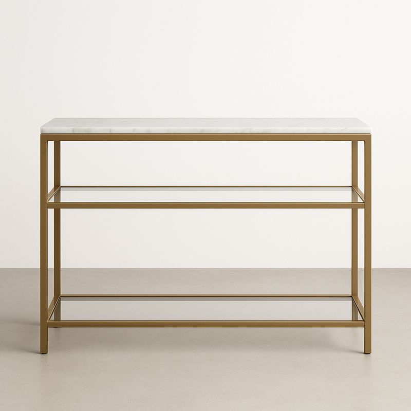 Console en marbre et métal doré 120x40x80 cm-Havenoviva