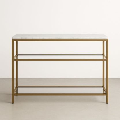 Console en marbre et métal doré 120x40x80 cm-Havenoviva