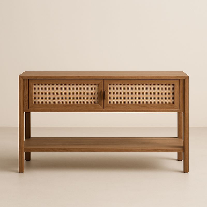 Buffet en bois de frêne avec portes en rotin-Havenoviva