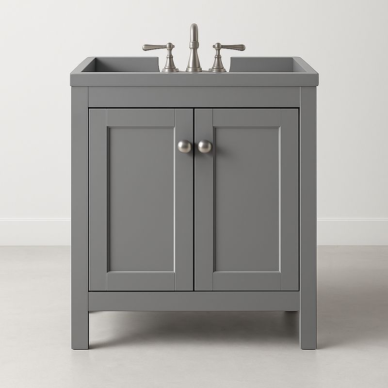 Meuble sous lavabo en MDF avec lavabo intégré Gris, 80x60x45cm-Havenoviva
