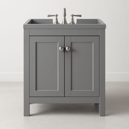 Meuble sous lavabo en MDF avec lavabo intégré Gris, 80x60x45cm-Havenoviva