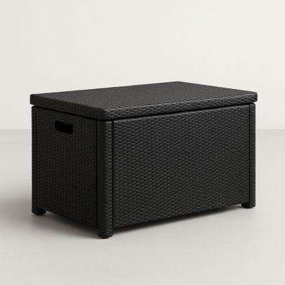 Coffre de Rangement Rectangulaire en Résine Tressée Noir-Havenoviva