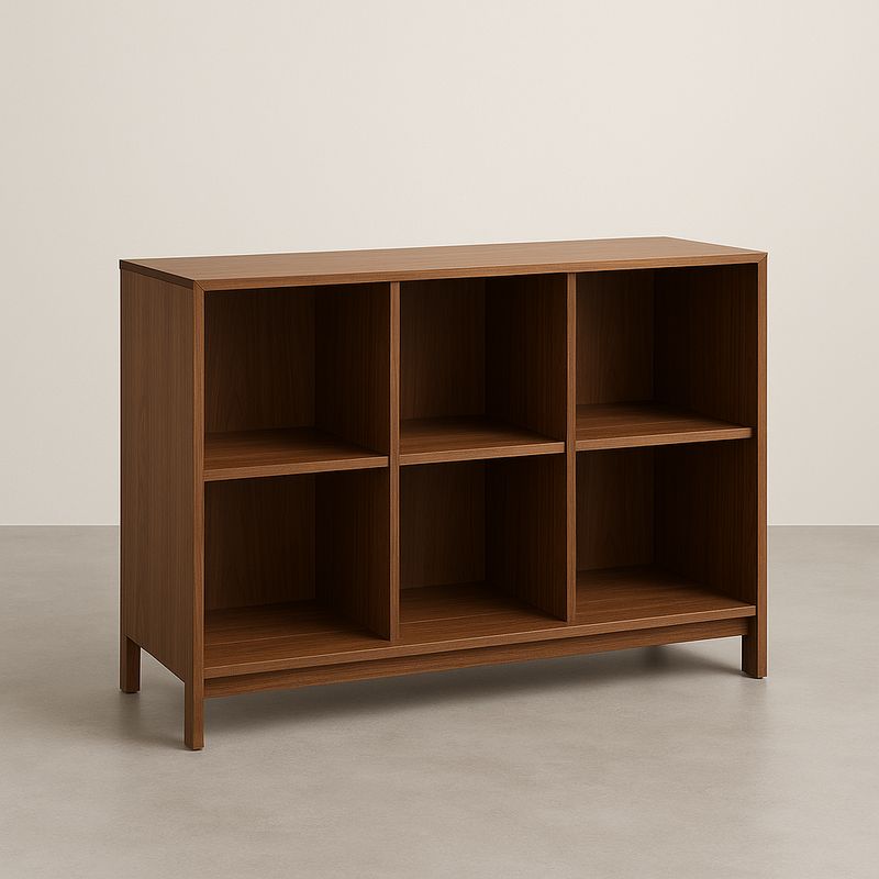 Étagère en bois 6 cases Noyer-Havenoviva