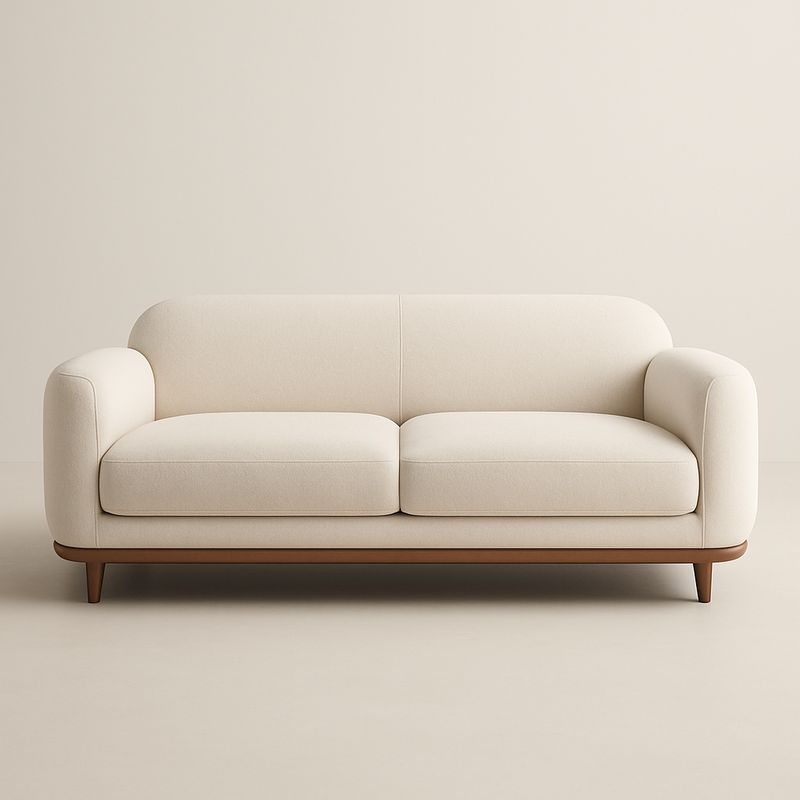 Canapé 3 Places en Tissu Beige avec Base en Bois-Havenoviva