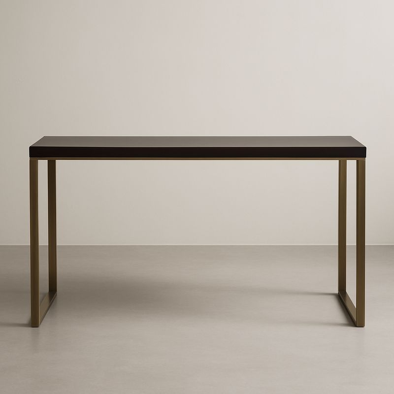Table rectangulaire bois métal Noir Doré 120x40x75 cm-Havenoviva
