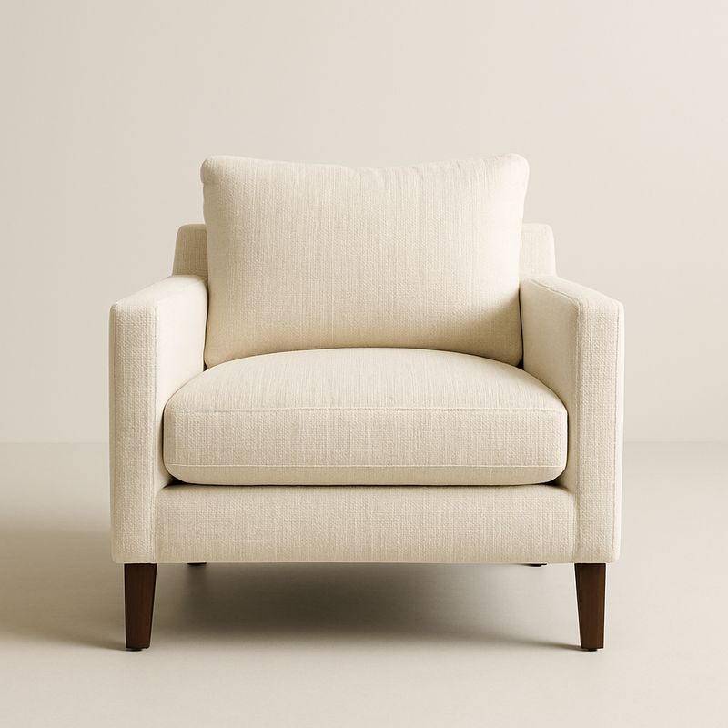 Fauteuil en Bois et Tissu Polyester Crème-Havenoviva