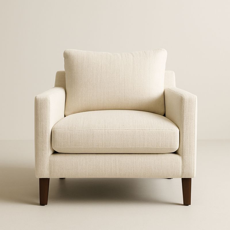 Fauteuil en Bois et Tissu Polyester Crème-Havenoviva