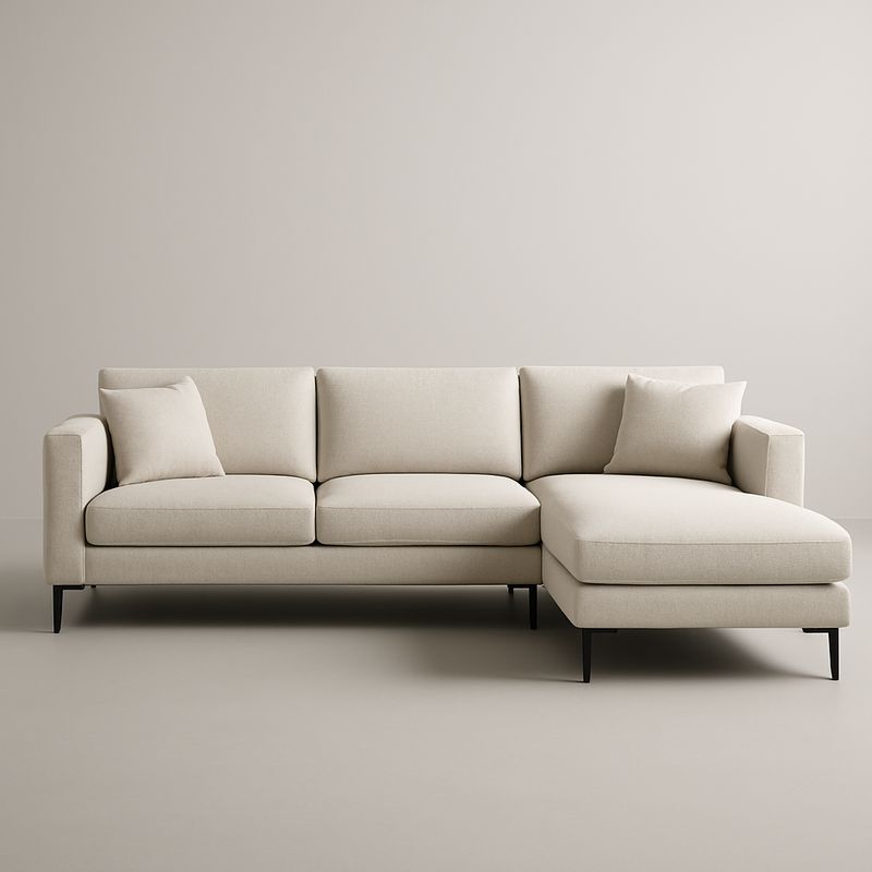 Canapé d'angle en tissu et métal Beige 250cm-Havenoviva