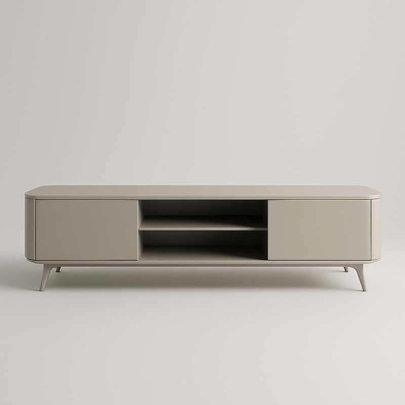 Meuble TV bas rectangulaire 150 cm en bois MDF Gris-Havenoviva