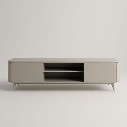 Meuble TV bas rectangulaire 150 cm en bois MDF Gris-Havenoviva