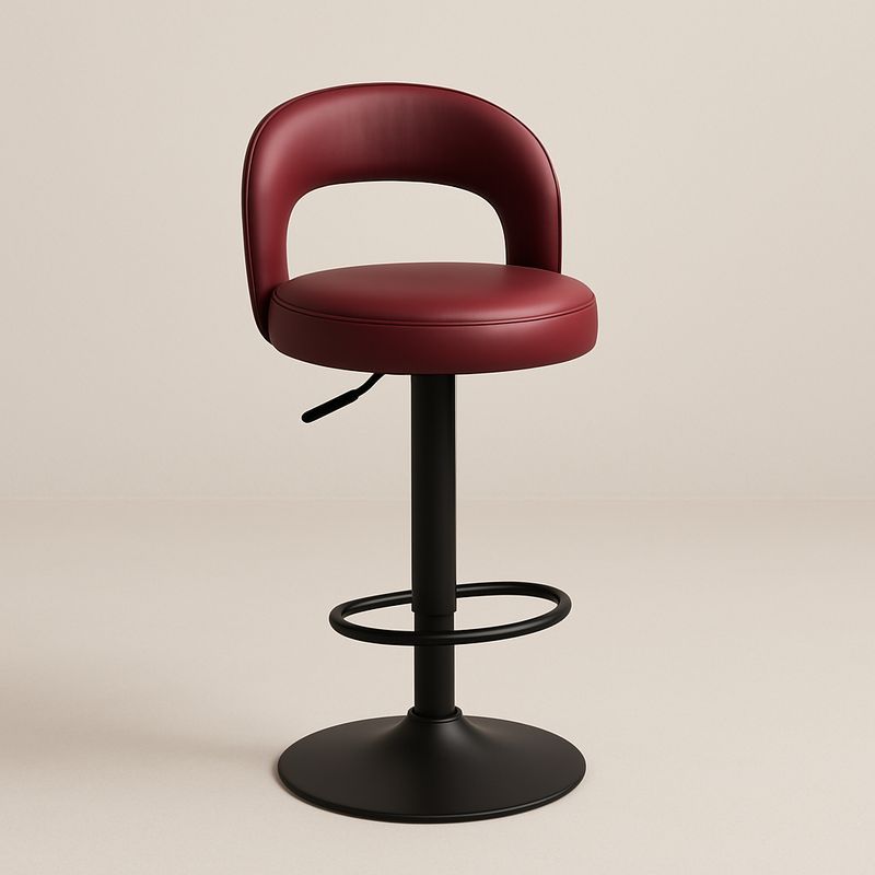 Tabouret de Bar en Métal et Similicuir Rouge Réglable-Havenoviva