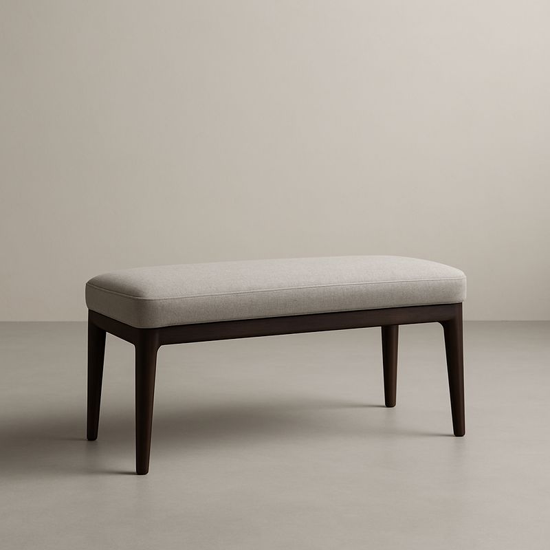 Banc en bois et tissu beige 100x40x45cm-Havenoviva