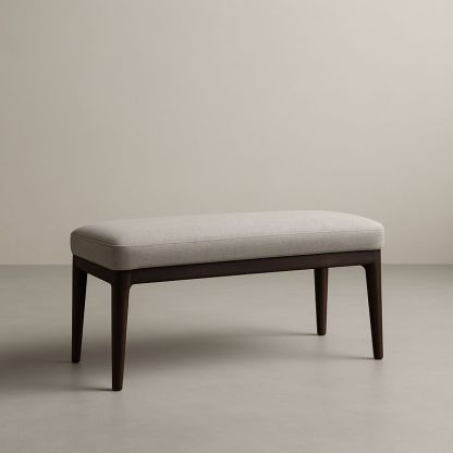 Banc en bois et tissu beige 100x40x45cm-Havenoviva