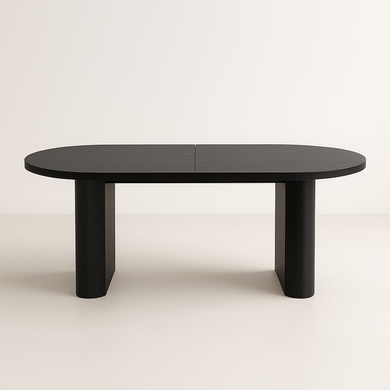 Table à manger ovale extensible en bois noir 180x100x75 cm-Havenoviva