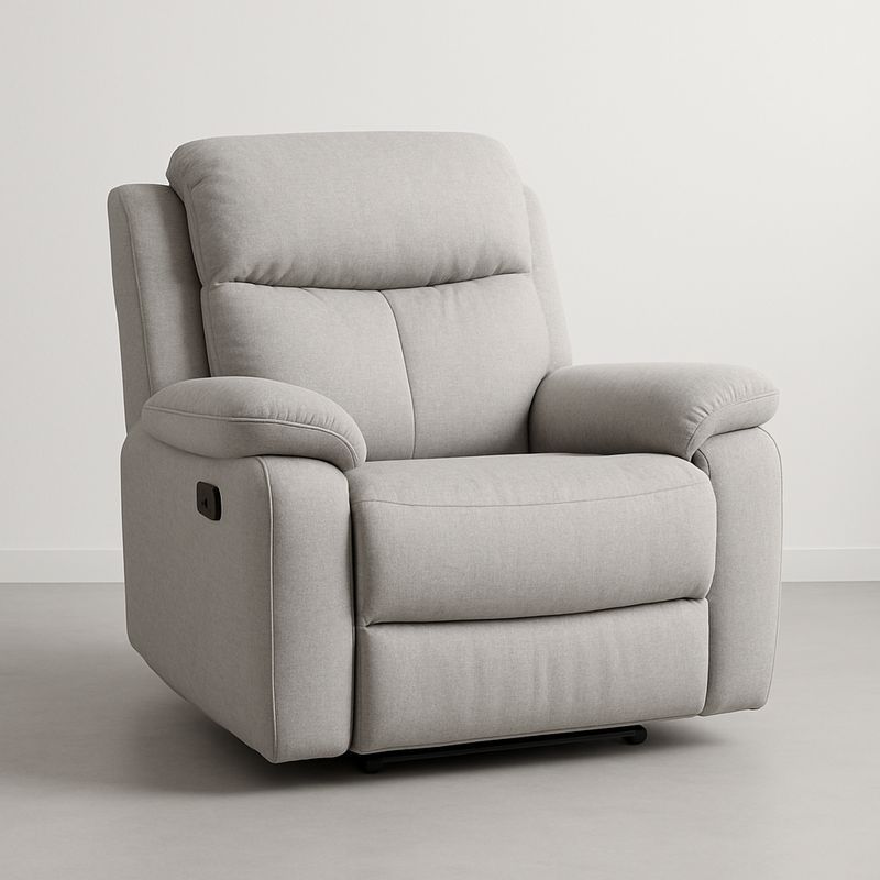 Fauteuil Inclinable en Tissu Gris avec Structure en Bois et Métal-Havenoviva