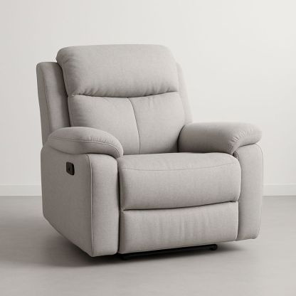 Fauteuil Inclinable en Tissu Gris avec Structure en Bois et Métal-Havenoviva
