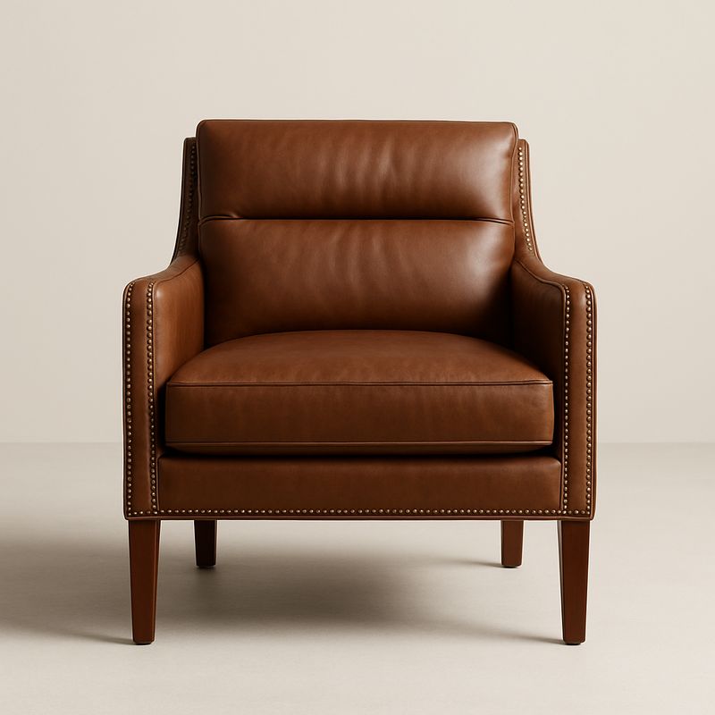 Fauteuil Club en Cuir Marron-Havenoviva