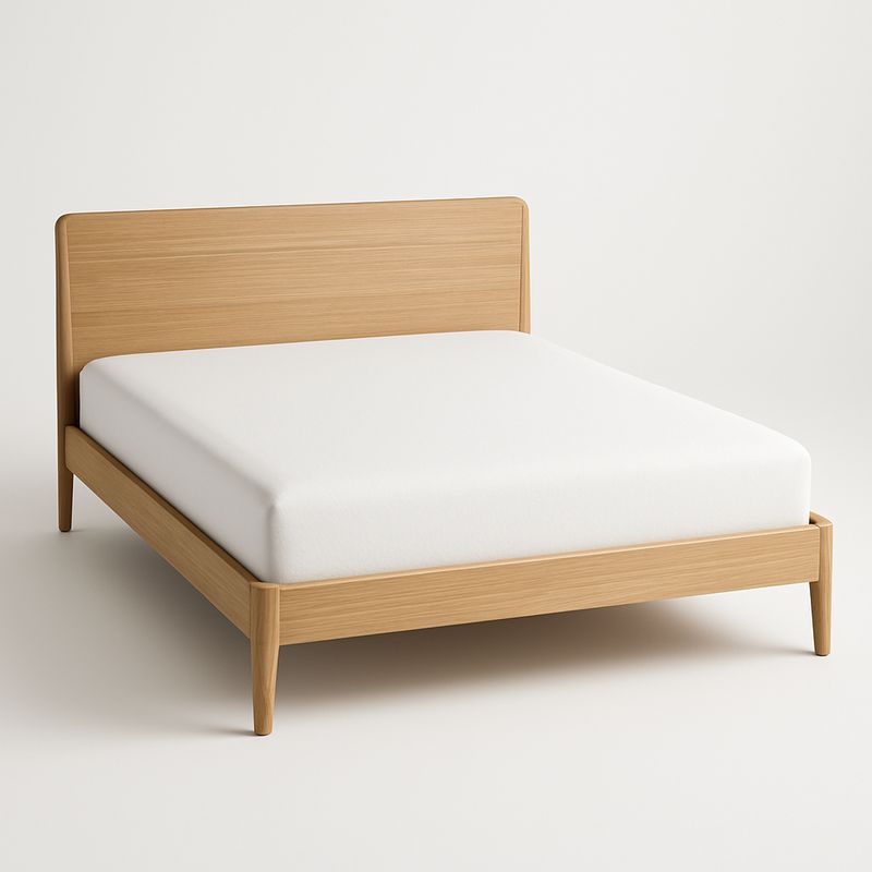 Lit double en bois avec matelas en mousse 200x160 cm Chêne-Havenoviva