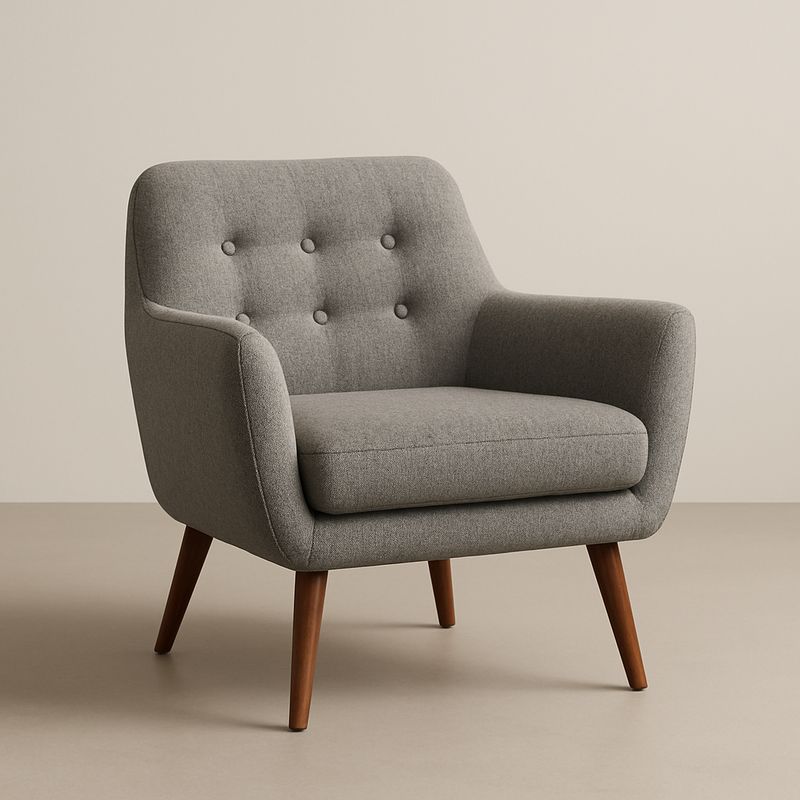 Fauteuil en tissu gris avec pieds en bois-Havenoviva