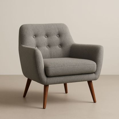 Fauteuil en tissu gris avec pieds en bois-Havenoviva