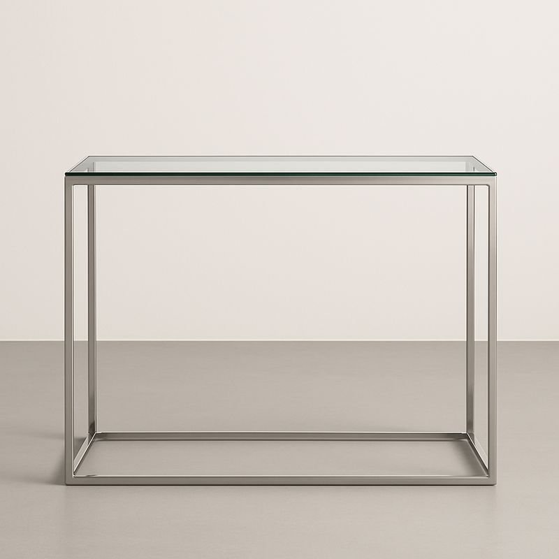 Table Console en Verre Trempé et Cadre en Acier Inoxydable 100x40x80cm-Havenoviva