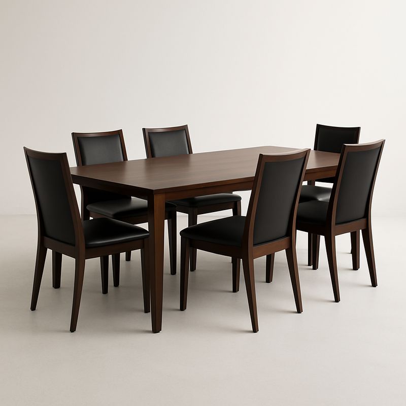 Table à manger en bois avec 6 chaises en polyuréthane-Havenoviva