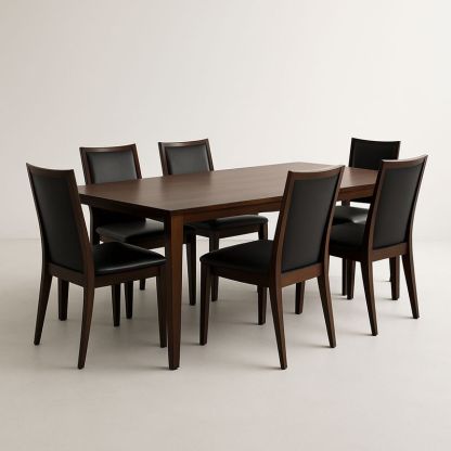 Table à manger en bois avec 6 chaises en polyuréthane-Havenoviva