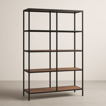 Étagère en Métal Noir et Bois 180x120x40 cm-Havenoviva